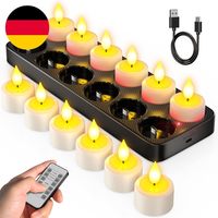 SoulBay 12 StüCk Wiederaufladbare Teelichter Flackernd Mit Fernbedienung Und Tim