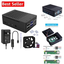 All-In-One Raspberry Pi 4 Cooling Case with Fan, Heatsinks & Power Supply