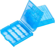 2Pcs AA/AAA Battery Storage Case Organizer Box Holder, Blue