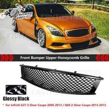 For Infiniti G37 Coupe 2008-2013 Q60 Skyline Style Front Upper Mesh Grille Gloss