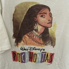 Disney Pocahontas Promo Graphic Vintage White T-Shirt Made USA Mens L RARE