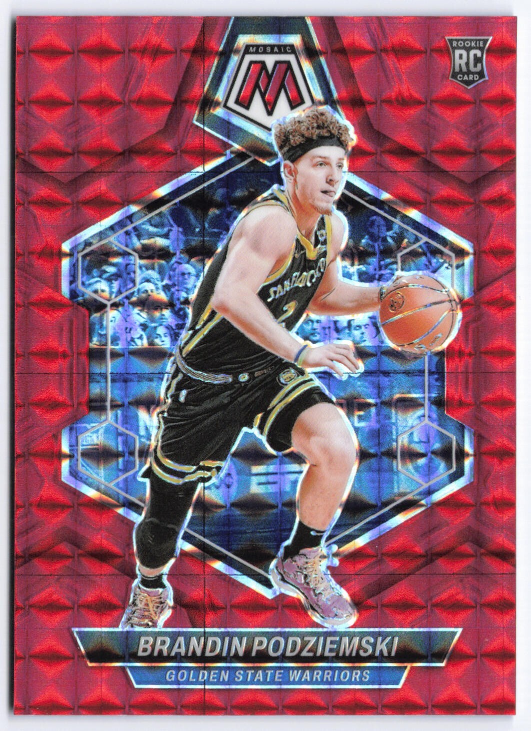 2023-24 Panini Mosaic Rookies Brandin Podziemski #245 Red Mosaic Prizm (RC)