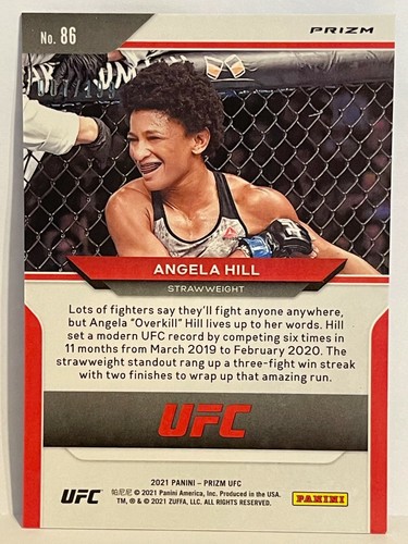 ANGELA HILL 2021 PANINI PRIZM UFC BLUE PRIZM PARALLEL 007 / 199 - Imagen 2 de 3