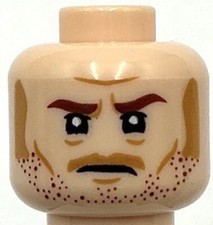 Lego New Light Nougat Minifigure Head Dual Sided Reddish Brown Eyebrows Stubble