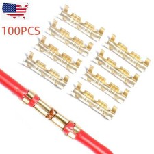 100Pcs Car Brass Copper 0.5-1.5mm Crimp Electrical Connector Wire Terminal Kit