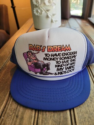 Vintage Blue Mesh Snapback Trucker Hat Dads Dream Comedy