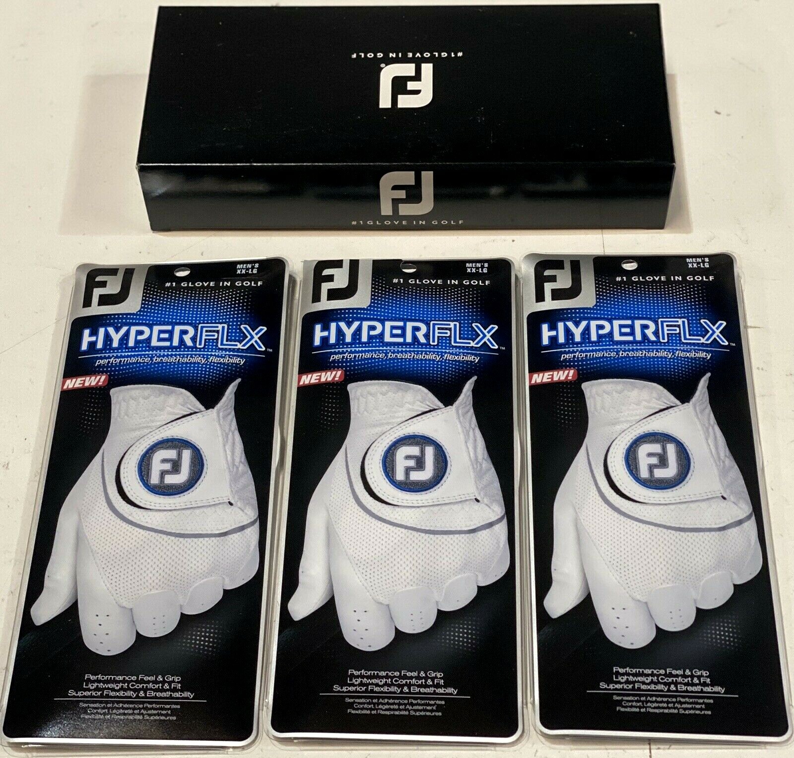 (3) FootJoy HYPERFLX Men's Golf Glove Pack Lot Bundle XXLarge XXL New