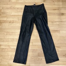 Vintage Leather Pants Black Straight Leg High Waist size 8 See Photos