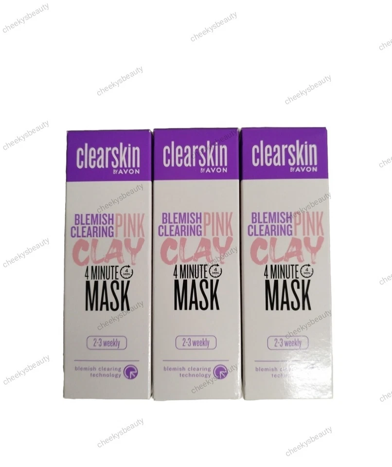 3x Avon Clearskin Blemish Clearing Pink Clay Mask, 4 Minute Mask,New & Boxed - Image 2 of 3