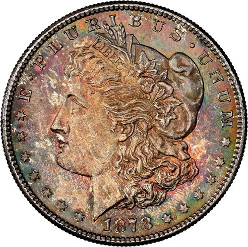1878-S $1 Morgan Dollar NGC MS64 Spectacular Colorful Dual Sided Toner
