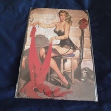 8"X12" Metal Sign Man Cave Garage Bar Gas Station Pinup Red Dress
