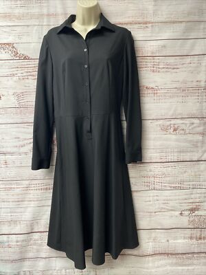 Calvin Klein Womens Long Sleeve Shirt Dress Black Wool Sz 4 Work Classic  WD2-73* | eBay