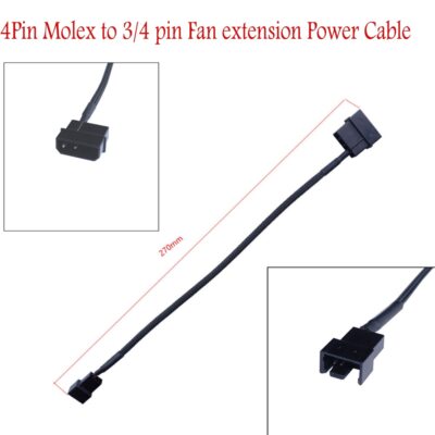 4Pin Molex to 2 x 3/4pin Fan extension Power Cable adapter PC CPU system FANS