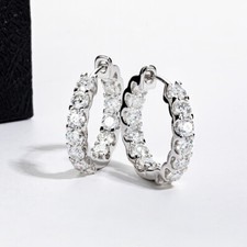 2.6Ct Round Cut VVS Moissanite Huggie Hoop Earrings Women 925 Sterling Silver