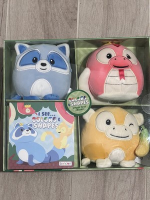 Squishmallow Bendon Riley Raccoon, Milo Monkey, Simon Snake Colors & Shapes Book