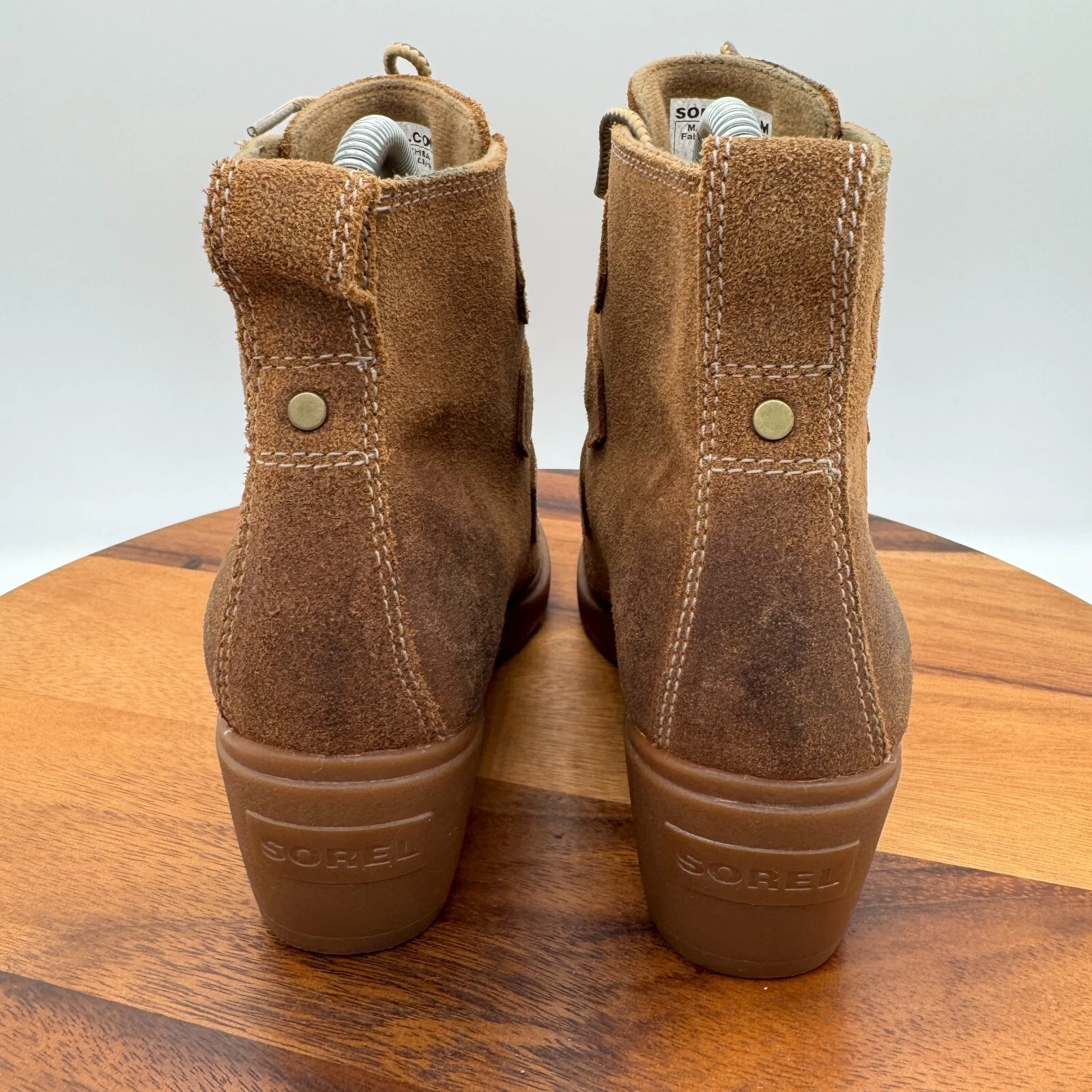 sorel toronto suede leather wedge ankle booties boots