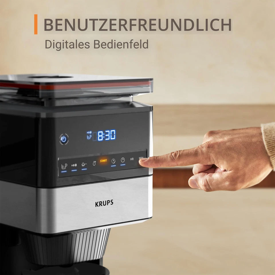 Krups KM8428 Grind Aroma XL Glas Filterkaffeemaschine 1,5 L inkl Kegelmahlwerk - Bild 3 von 4