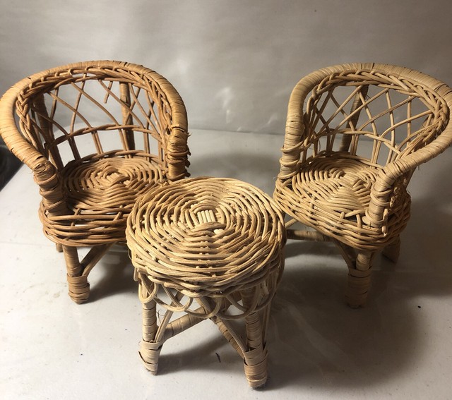 Vintage Wicker Doll Furniture 7Piece Set eBay