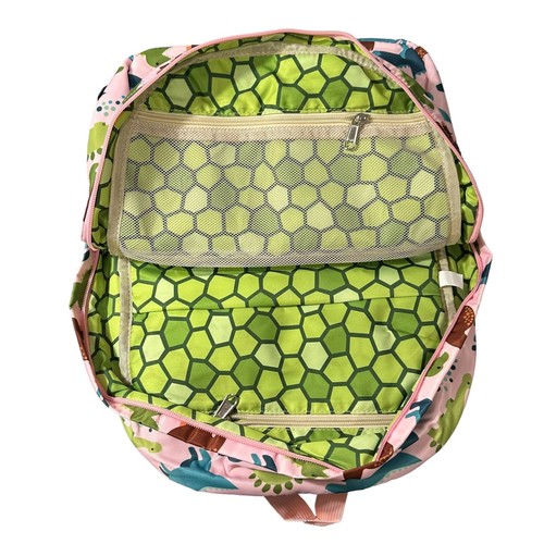 Kids Pink Nylon Dinosaur Backpack/Bookbag, Lunchbag, Pencil Case 3-Piece Set New - Picture 4 of 11