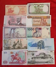 MIXED LOT 10 DIFFERENT WORLDWIDE  PAPER MONEY BANKNOTES CURRENCY  UNC NEW 