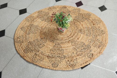 Indian Handmade Jute Rug Natural Fiber Rug Handmade Braided Rug Round Area Rug - Picture 2 of 3