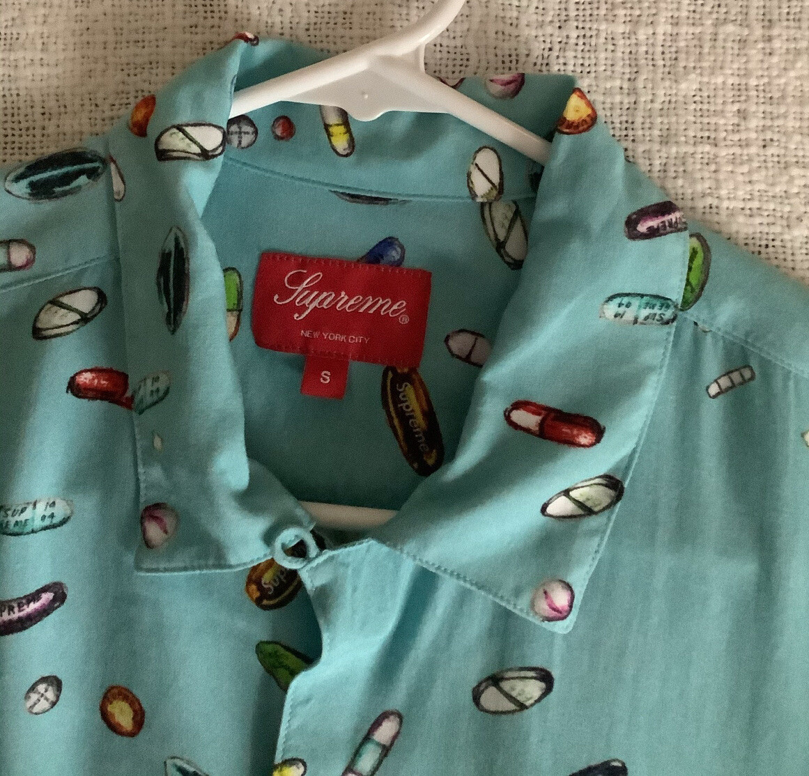 Supreme 17SS Pills Rayon Shirt Light Blue Small | eBay Supreme Labels Rayon S/S Shirt LightBlue