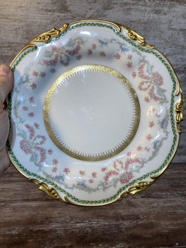 Antique JPL Jean Pouyat Limoges - Gold Gilt Pink Rose 9 1/2" Plate - Picture 10 of 10