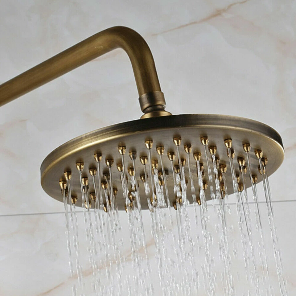 Antique Brass 8"Rainfall Shower Faucet System Set Mixer Fixture Exposed Tap - Image 4 of 4