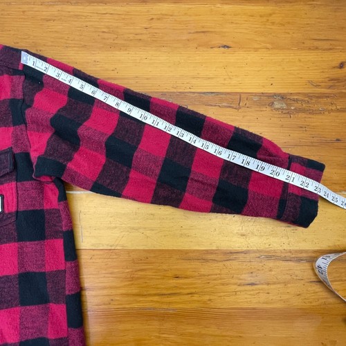 Caribou Creek Mens Large Flannel Shirt Buffalo Plaid Red Black Long Sleeve Soft - Picture 5 of 11