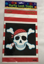 8 PIRATE PARTY PLASTIC LOOT BAGS - New In Pack - Last One - PARTY