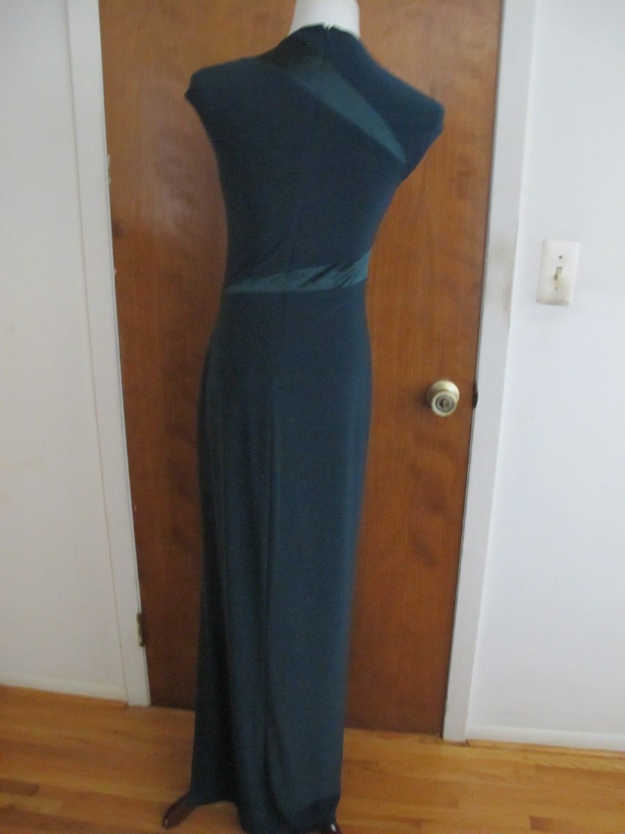 Lauren Ralph Lauren Womens Lita Silk Trim Cap Sleeves Evening Dress Green 12