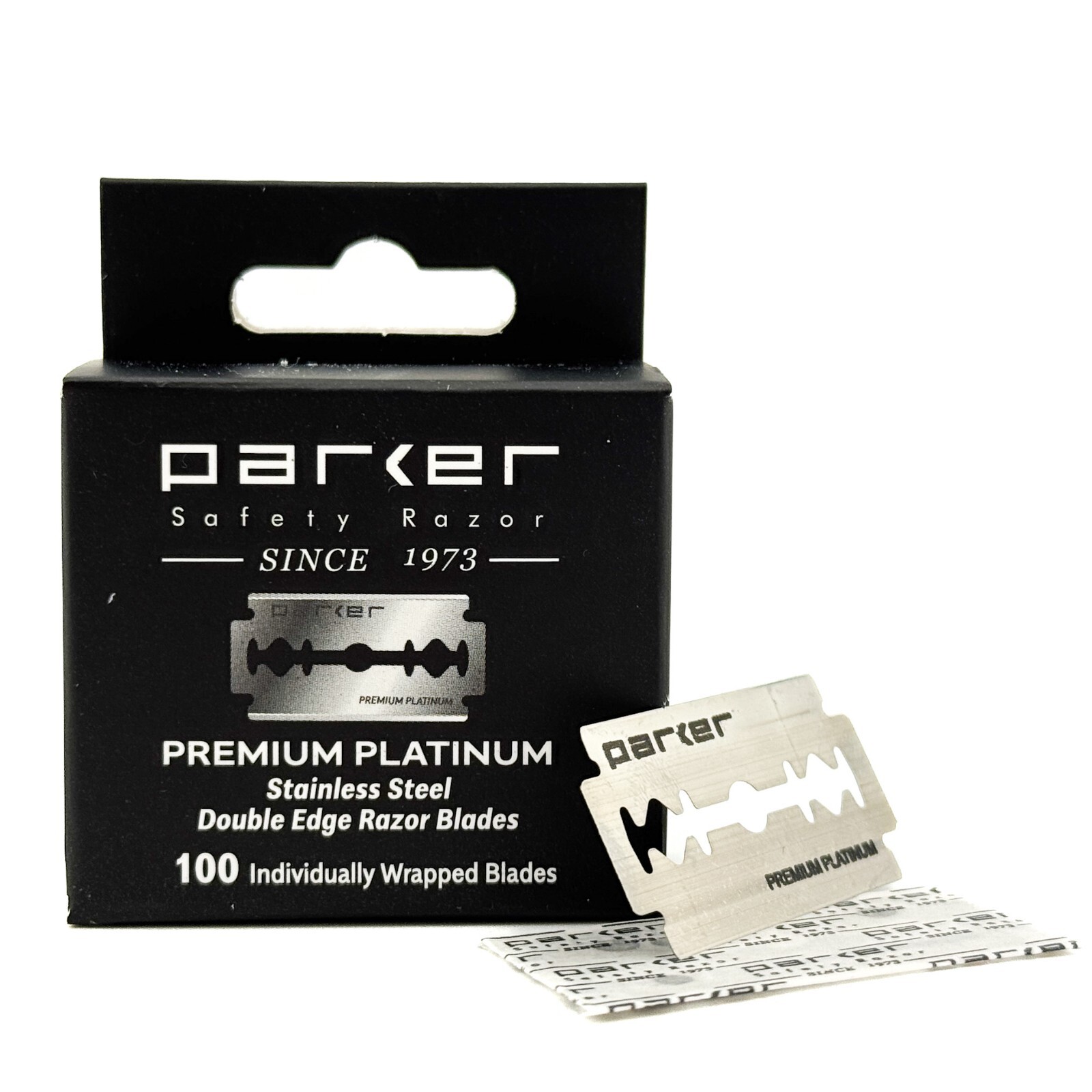 100 Parker Premium Platinum Stainless Double Edge Safety Razor Blade SALON Pack