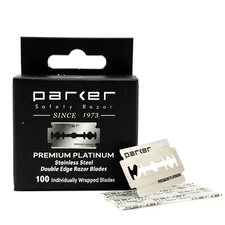 100 Parker Premium Platinum Stainless Double Edge Safety Razor Blade SALON Pack
