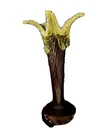 VINTAGE BEAUTIFUL HAND BLOWN RUBY COLORED VASE WITH FLORAL STARBURST