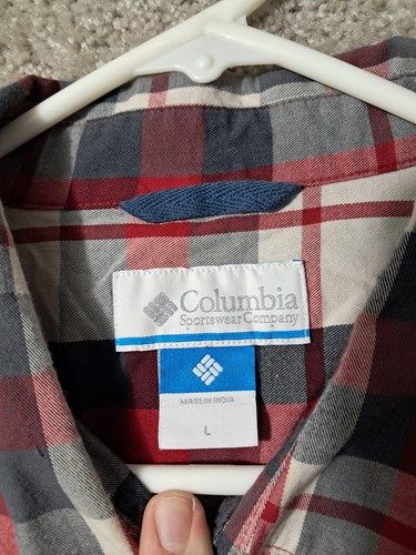 Camisa Columbia Para Hombre Grande Roja Blanca Manga Larga Abotonada Pesca - Imagen 5 de 11