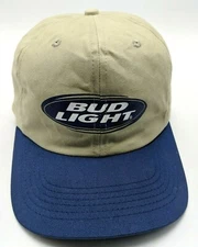BUD LIGHT beige / blue adjustable cap / hat - 100% cotton