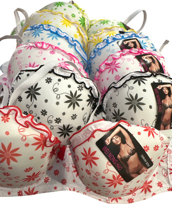 Wei Nong Hao Sexy Bra Set of 6, Floral Print, Pink/White, Size 40/90C, NWT