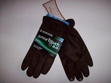 Isotoner Gloves Mens Smartouch Screen Comp 2.0 Plush Lined Large Brown Suede NWT