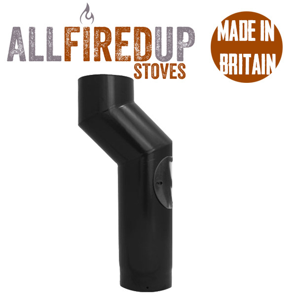 Stove Offset Pipe With Door Multifuel Vitroeus Enamelled Flue Pipe Steel  Black | eBay