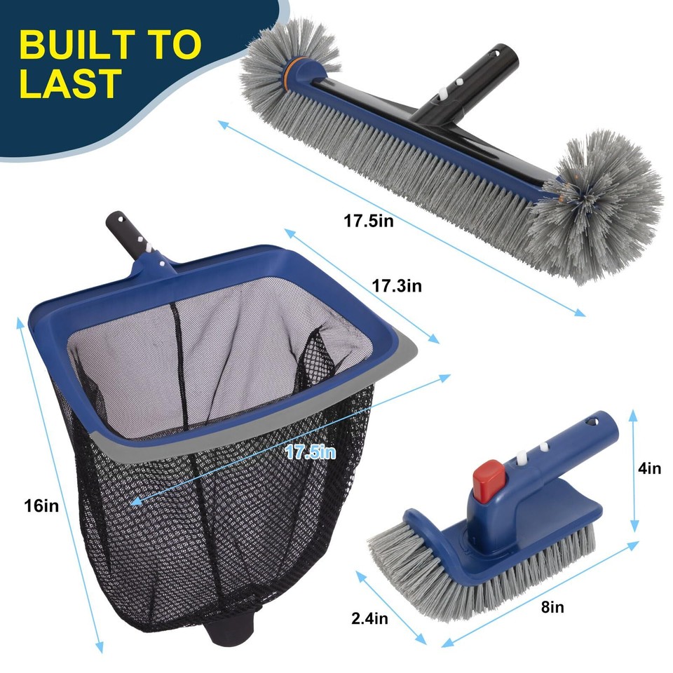 Deluxe Swimming Pool Cleaning Kit Including Pool Skimmer Net With ...