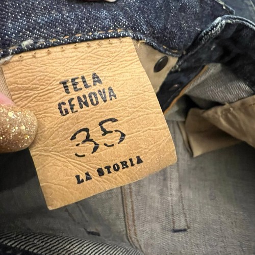 Italienische Designer Tela Genova dunkelblau Jeans Denim Größe 35 spitz zulaufendes Bein gebraucht, in einwandfreiem Zustand - Bild 19 von 22