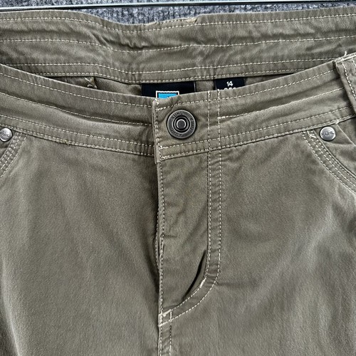 Pantalones Kuhl Mujer 14 Verde Vintage Patinadye Algodón Nylon Carga Pestaña Enrollable Exterior - Imagen 13 de 20