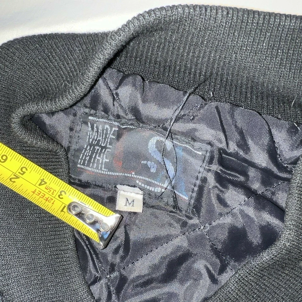 Vintage 90s bambu papers letterman Leather Varsity Jacket M/L USA Marijuana - Image 3 of 4