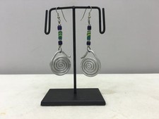 Earrings Aluminum Loop Coiled Green Sandcast Beaded African Masai Earrings 