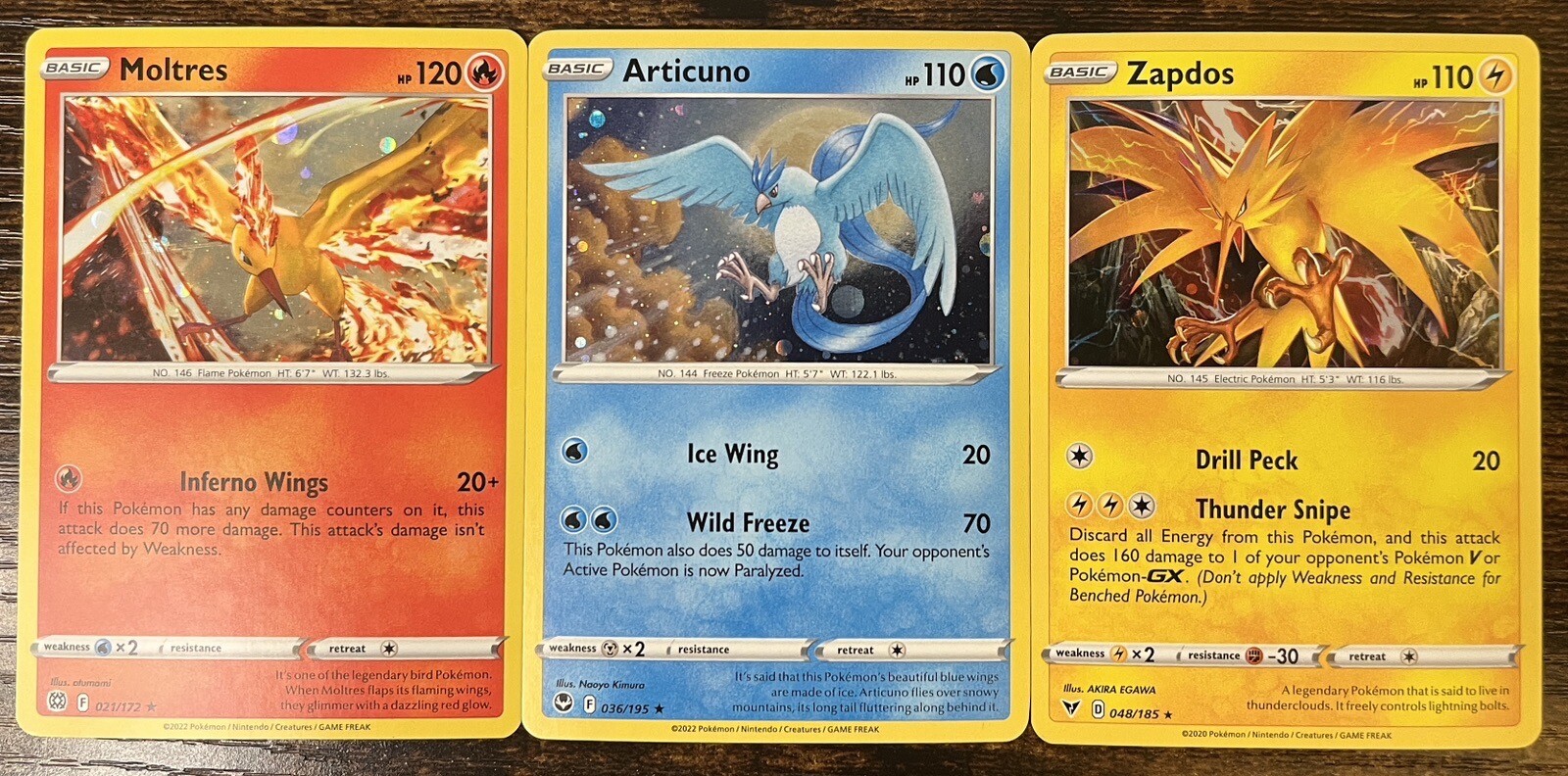 Moltres Zapdos Articuno Cosmos Holo 3 Card Set Pokemon Cards