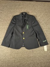 Lauren Ralph Lauren Blazer Womens 12 Navy Gold Button Classic Lined Notch Lapel