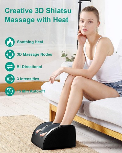 Massaggiatore Piedi Shiatsu Macchina con Calore, Massaggiatore Piedi e Polpacci con Rullo Massaggiante - Foto 4 di 9