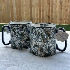 Tazza caffè Bella multicolore floreale 10 Strawberry Street 16 oz ceramica - nuova coppia!