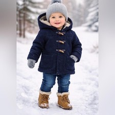 OshKosh B  gosh Toddler Navy Toggle Winter Coat Sherpa Lined 18M