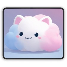 Kawaii Cloud Cat Gaming Mouse Pad  Cute Pastel Desk Mat